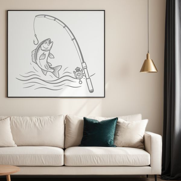 SVG fishing rod vector for commercial use and DIY projects