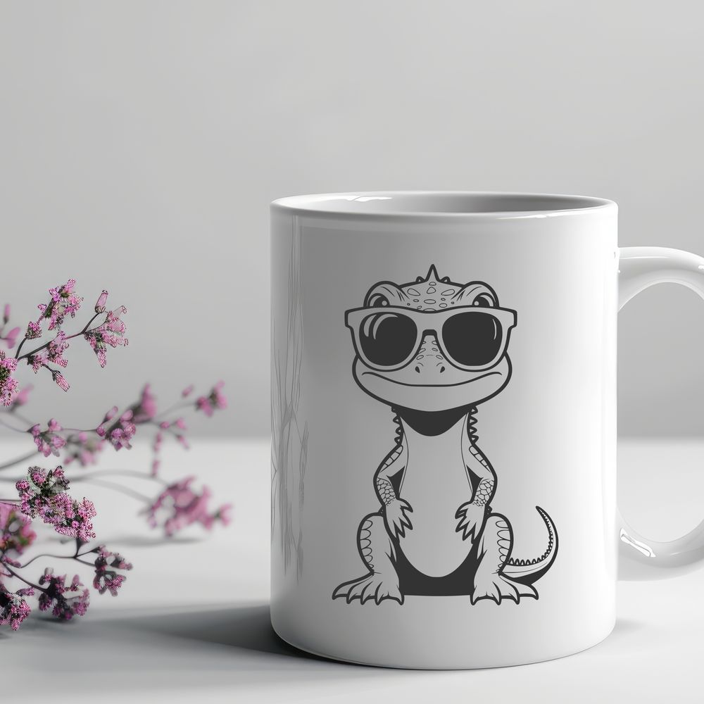 Sunglasses Wearing Lizard SVG Vector Art Illustrated lizard wearing sunglasses in a vector design format.