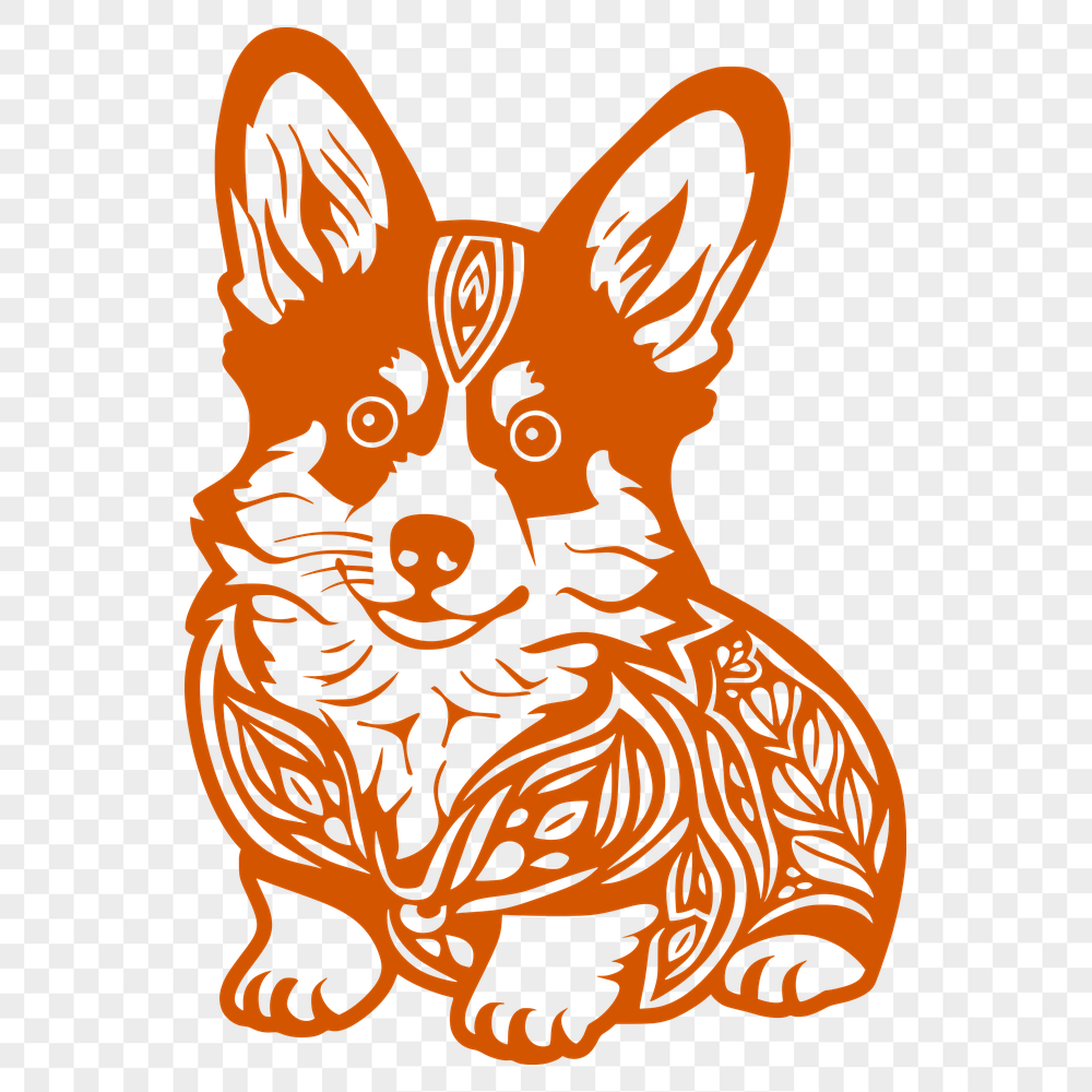 Ornate Sitting Corgi DXF