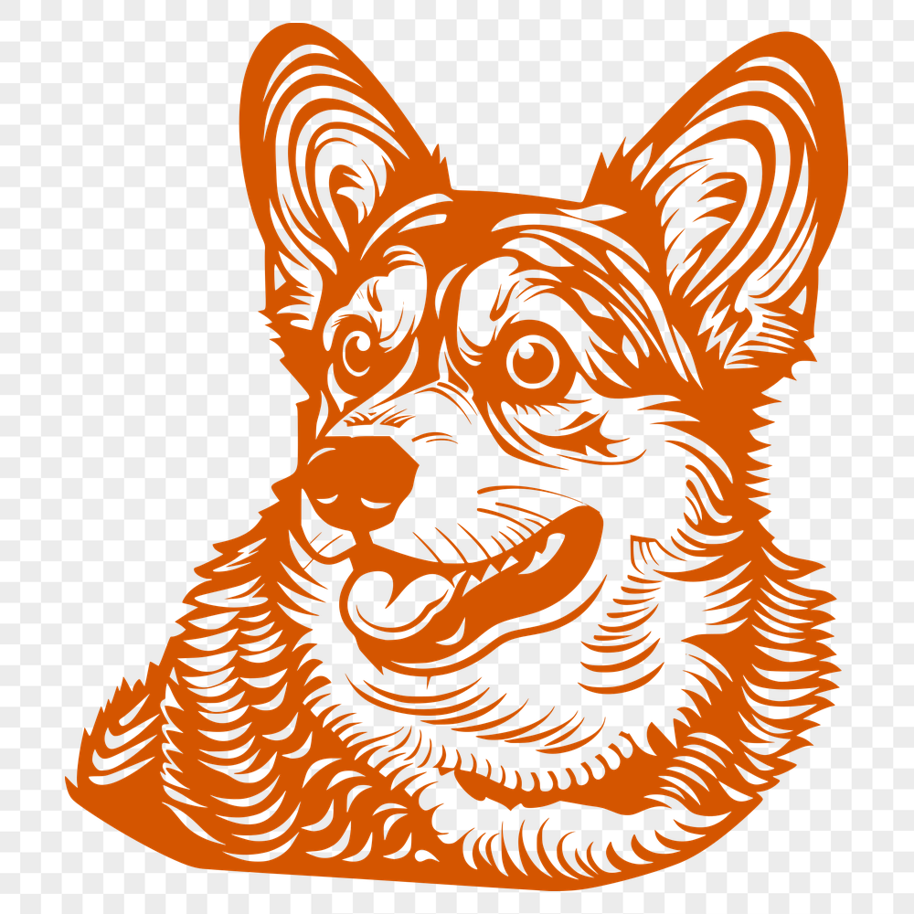 Free Beautiful Corgi Digital Drawing