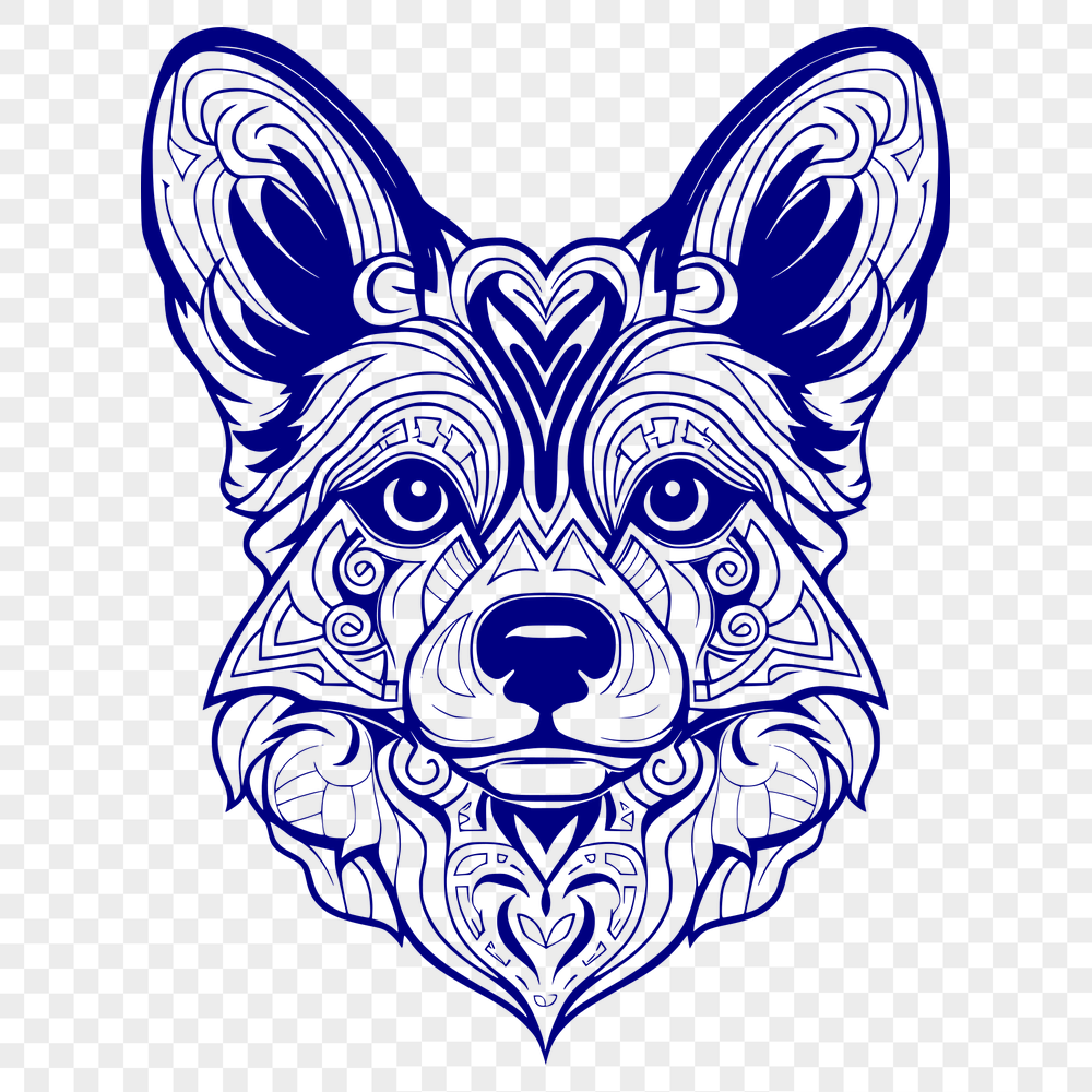 Free Ornate Corgi Digital Drawing