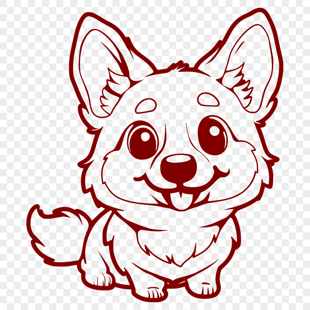 Creative Sitting Corgi Digital Drawing