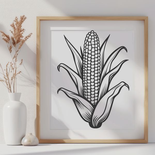 Corn Kernel Illustration A detailed illustration of a corn kernel, suitable for vector design and cutting machine projects.
