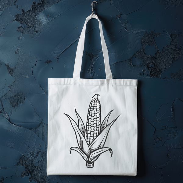 Earthy Vector Corn Illustration A detailed illustration of a corn ear, suitable for vector graphics and cutting machine designs.