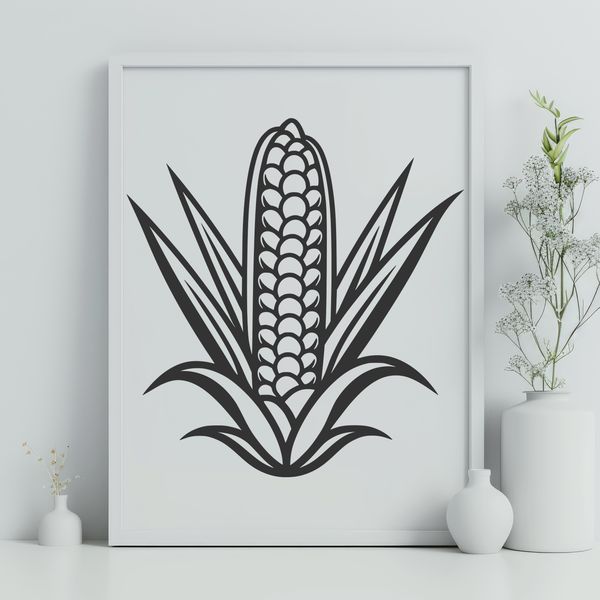Ear of Corn Graphic Design Asset A stylized illustration of an ear of corn, suitable for graphic design and digital crafts.