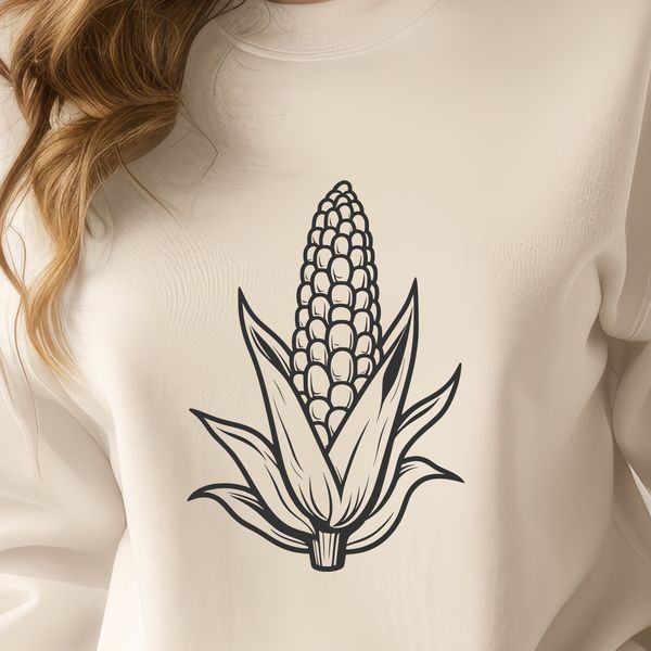 A stylized cob of corn illustration A stylized illustration of a corn on the cob, suitable for vector graphics and cutting machine designs.