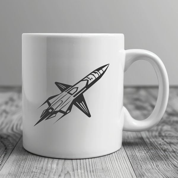 Cosmic Ship Clip Art Design Vector illustration of a futuristic spaceship in space, designed for digital cutting machines.