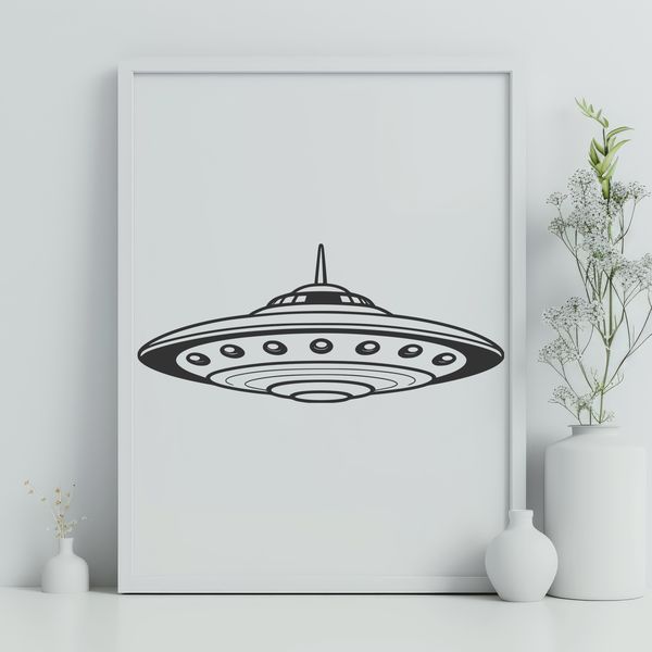 Celestial Cruiser in Orbit A futuristic spaceship in orbit around a distant planet, depicted as a detailed vector graphic.