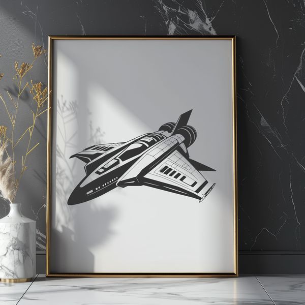 Detailed Spacecraft Clip Art Design Space-themed clip art design featuring a detailed spaceship.