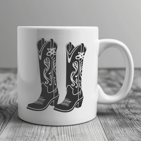 Stylized Western Footwear A pair of stylized cowboy boots, suitable for graphic design and crafting projects.