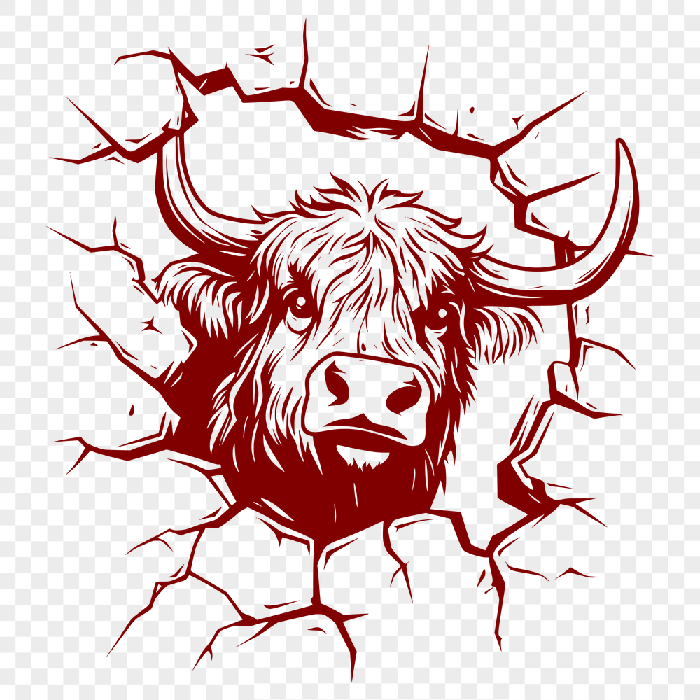 Artistic Highland Cow In SVG For Free Download