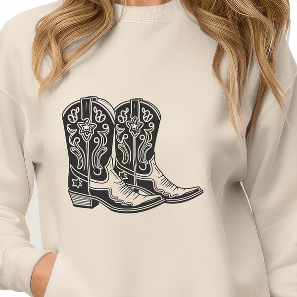 Western Footwear Vector Icon A classic pair of cowboy boots designed in vector format for easy editing and customization.