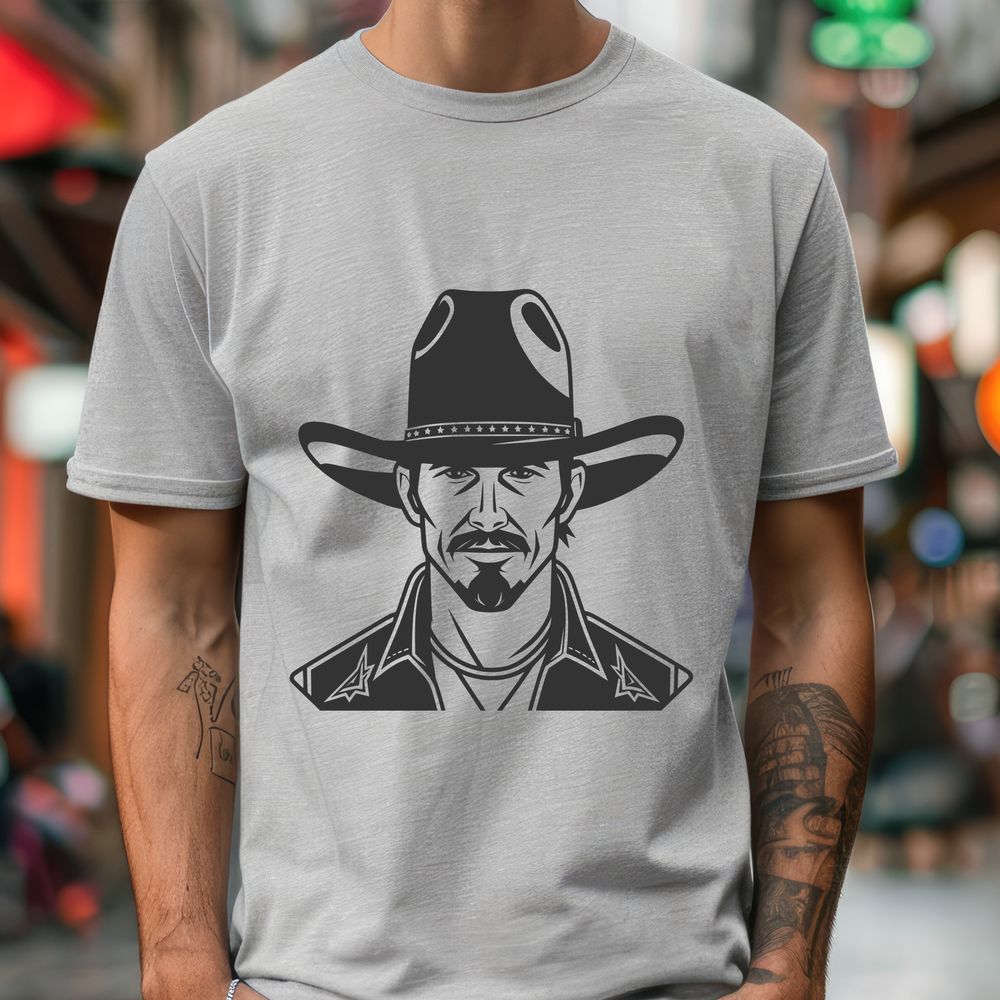 Rodeo Roy - Western Illustration A simple outline illustration of a cowboy in western attire, ideal for vector art designs.