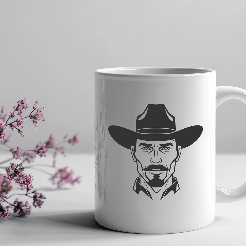 Free SVG Cowboy Clipart Design A digital illustration of a cowboy character in vector format.