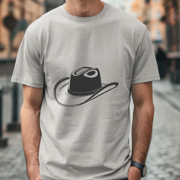 Traditional Cowboy Hat Silhouette Vector illustration of a traditional cowboy hat with wide brim and high crown.