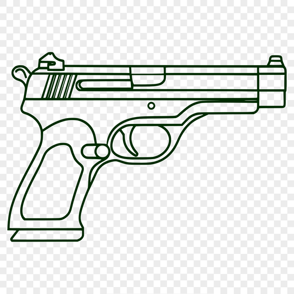 A detailed illustration of a handgun, designed as vector art.