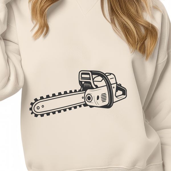 Cutting Edge Graphics - Chainsaw SVG A chainsaw illustrated in vector format for digital design and crafting projects.