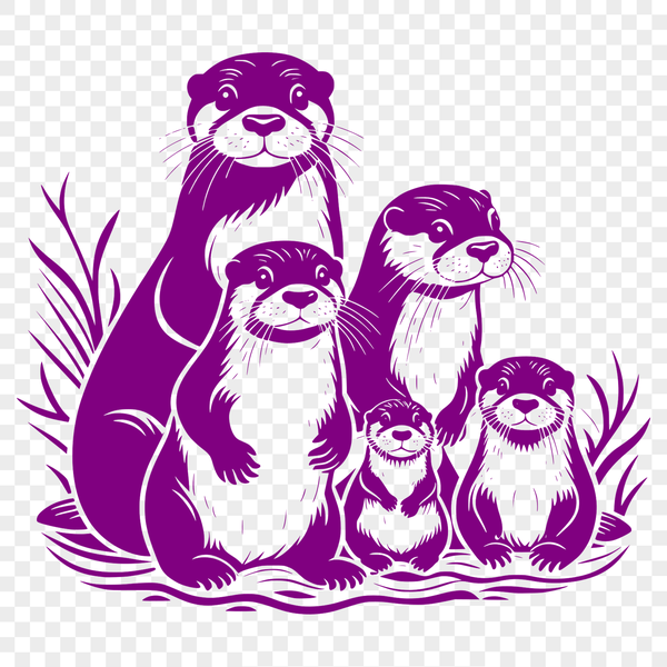 A detailed illustration of a river otter in its natural habitat.