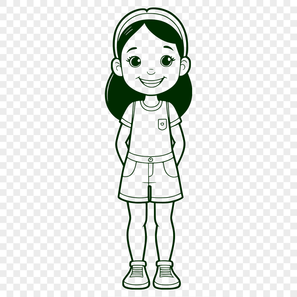 Adorable Girl Silhouette SVG Design An SVG file format representation of a girl figure created with digital design tools.