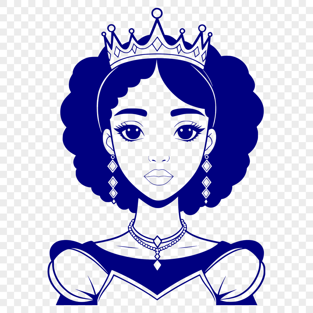 Regal Young Lady Vector Graphic A young female character in a regal setting, designed as a digital vector art.