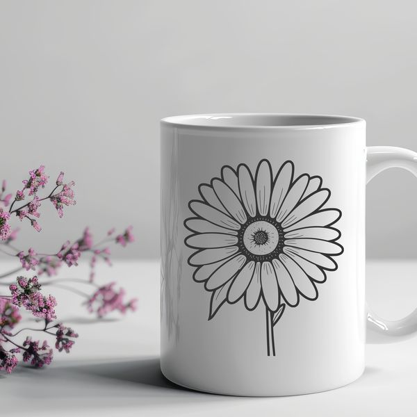 Beautiful White Daisy Icon A white daisy with yellow center and green stem, created as a vector graphic.