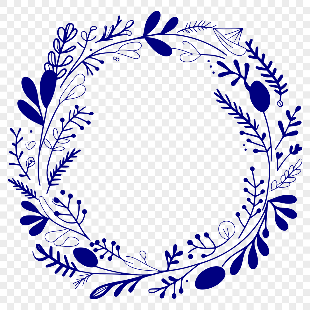 Floral Wreath Design Made with Vector Graphics A computer-generated wreath illustration made using SVG technology.
