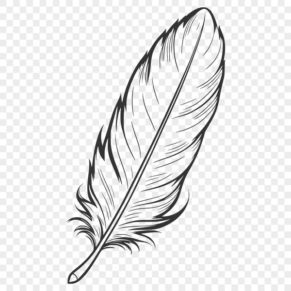 Delicate Feather Silhouette A free vector illustration of a single feather with soft, delicate details.