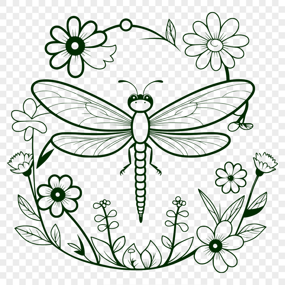 Beautiful Dragonfly Illustration for Cutting Machines Vector design of a dragonfly with intricate details suitable for cutting machines or laser cutting.