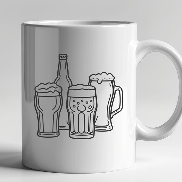 Refreshing Drink Illustration A glass containing a cold beer on a wooden table.