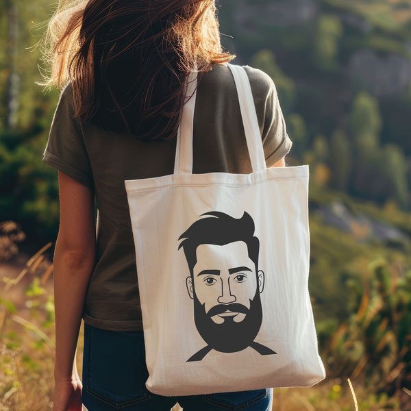 A male figure with facial hair, suitable for vector art and design.