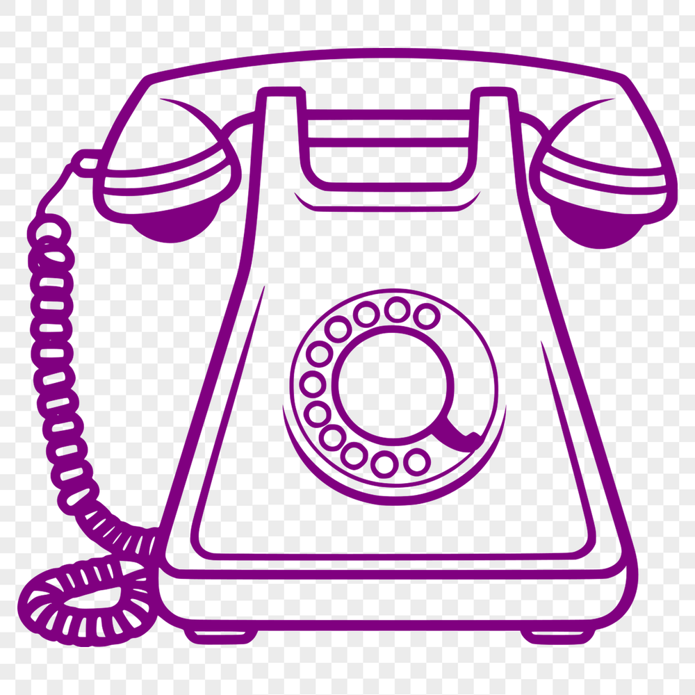 A simple telephone icon made from clean lines and basic shapes.