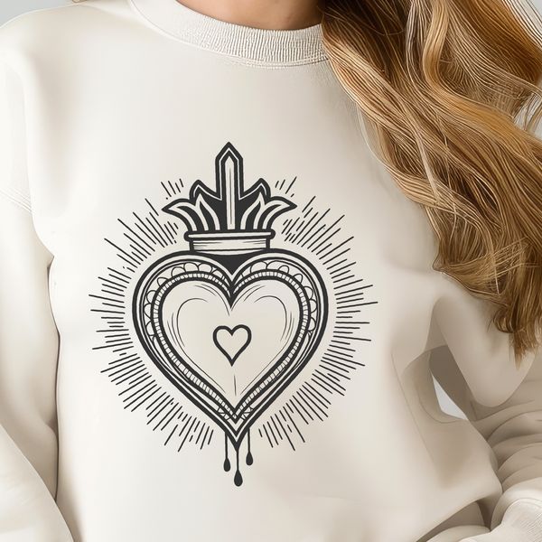 Vector Design of the Sacred Heart Illustrative design of the Sacred Heart, a symbol of devotion in various Christian denominations.