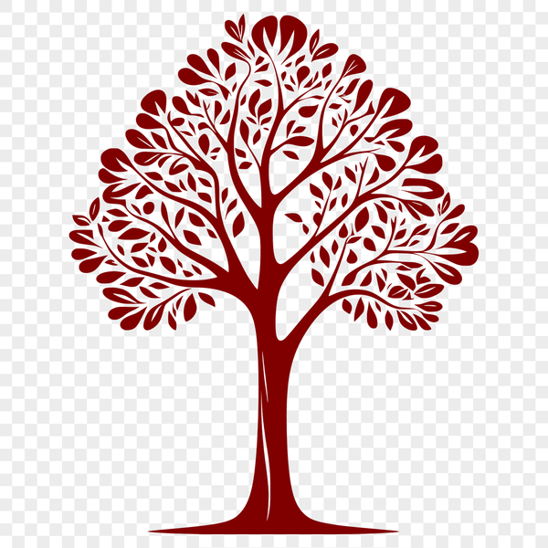 A stylized illustration of a tree in a digital format suitable for cutting machines and laser cutters.