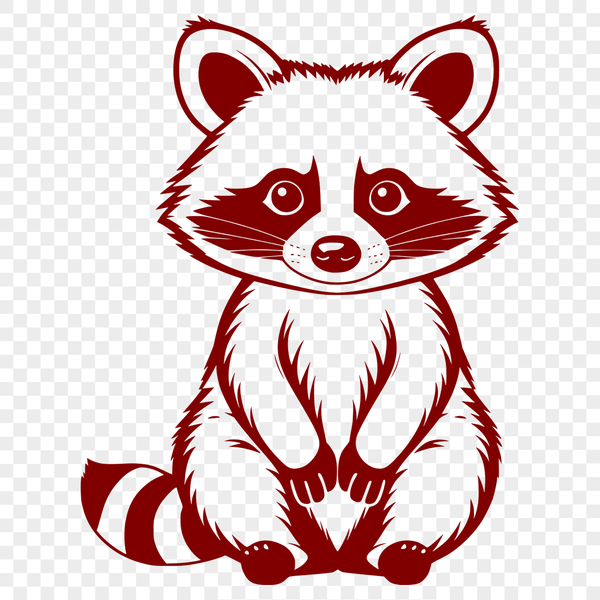 A vector illustration of a raccoon in various formats, suitable for cutting machines and digital design tools.