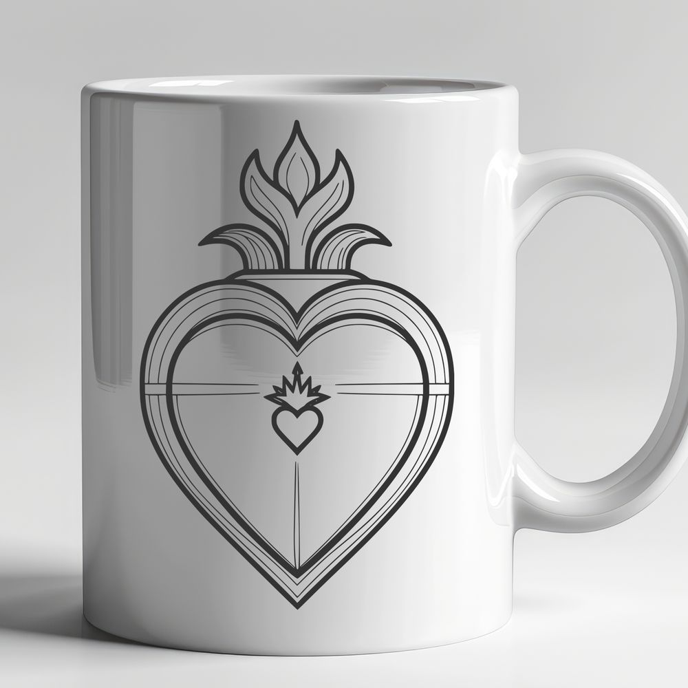 Vector Sacred Heart Design A stylized representation of the Sacred Heart of Jesus as a vector design.
