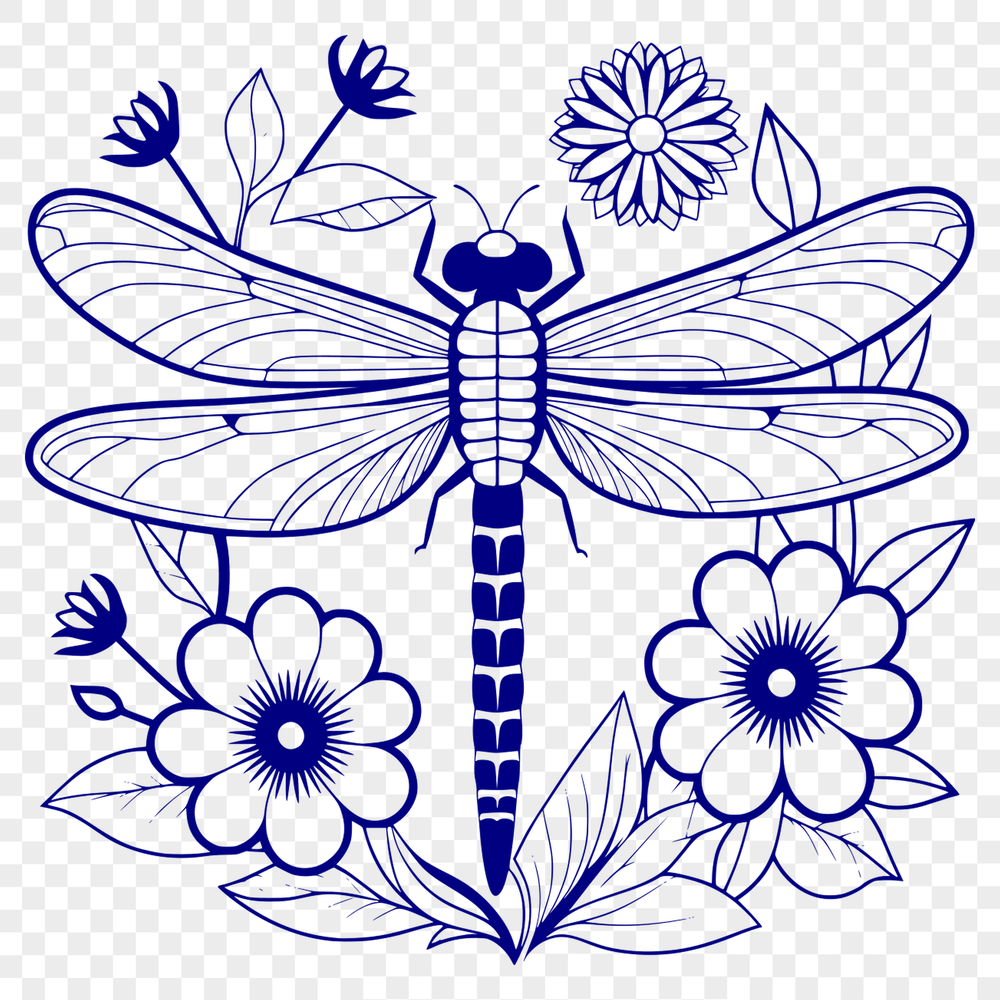Free Dragonfly Clipart for Commercial Use A detailed illustration of a dragonfly with intricate details, suitable for vector art and design projects.