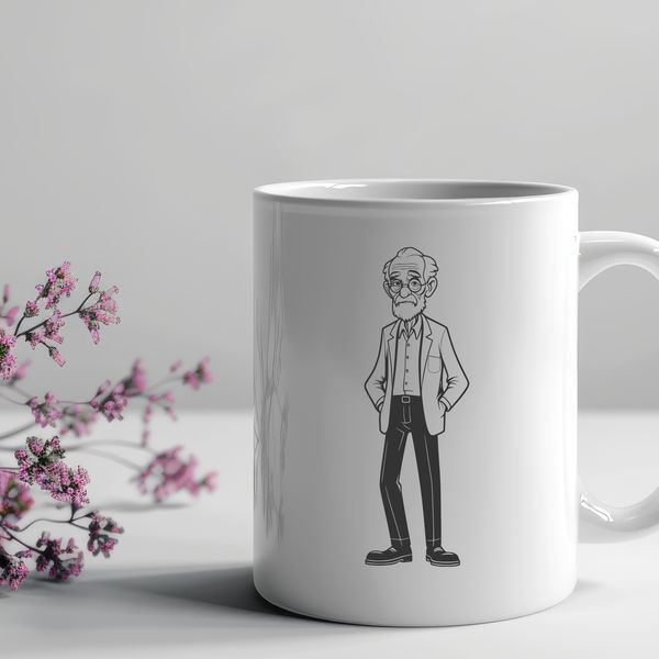 Illustrative representation of a male figure in simple vector design style.