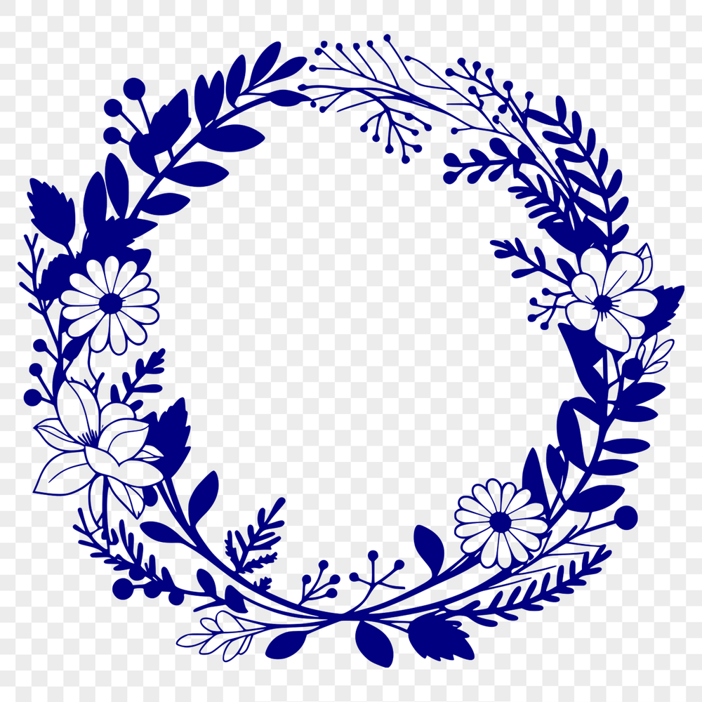 Creative Wreath Template for Cricut A floral wreath designed as a vector graphic, suitable for various digital applications.