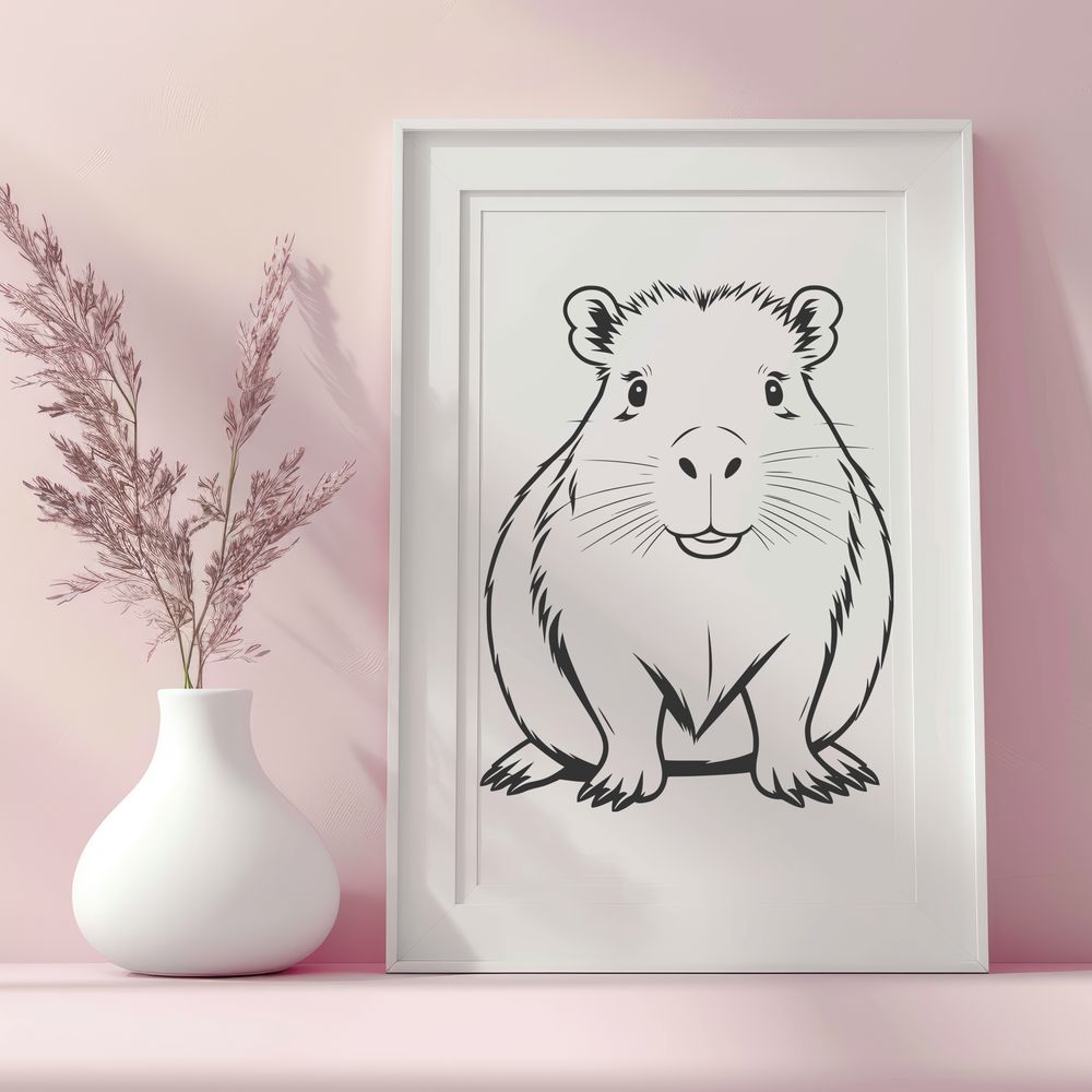 Capybara SVG Vector Graphic Art Vector illustration of a capybara, a large rodent native to South America.