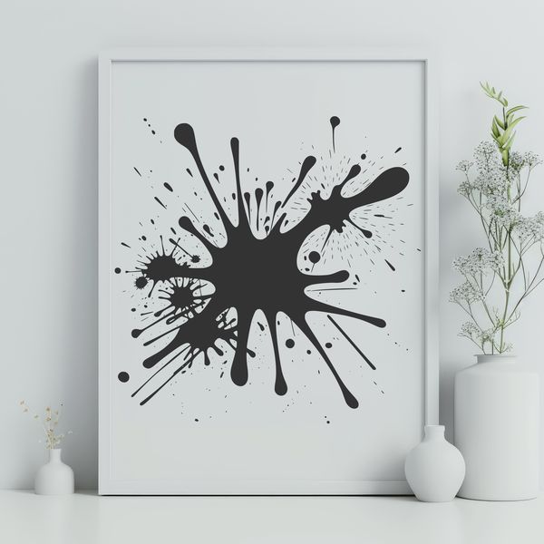 Vibrant Shape Art Design A stylized illustration of a colorful splat shape with messy, uneven edges.