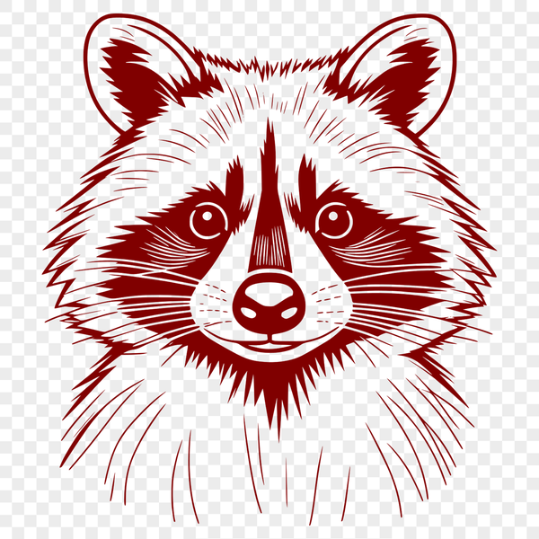 Hand-Drawn Raccoon Clip Art A clip art design featuring a raccoon made up of lines and shapes for cutting or laser engraving use.