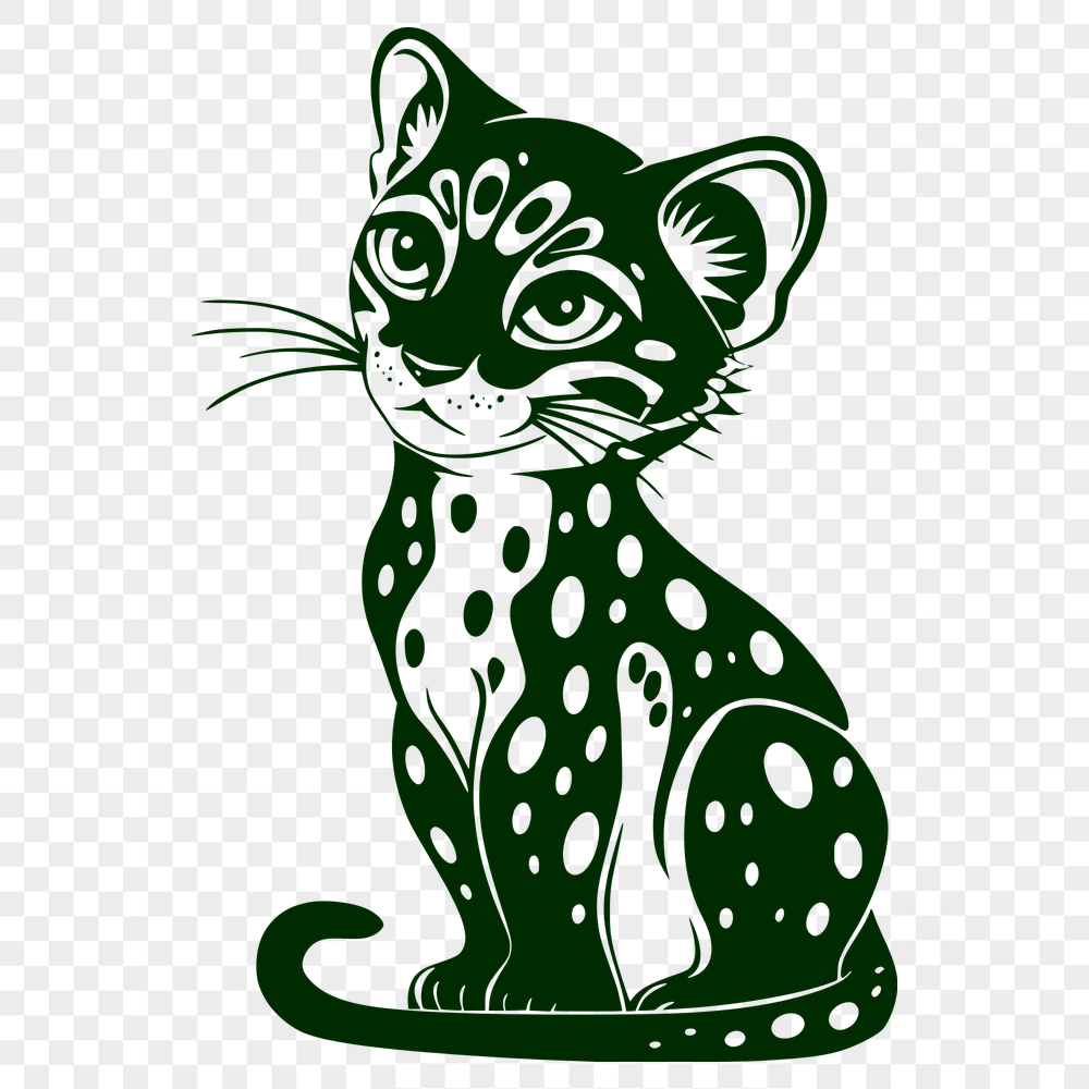 Unique Sitting Big Cat Clipart