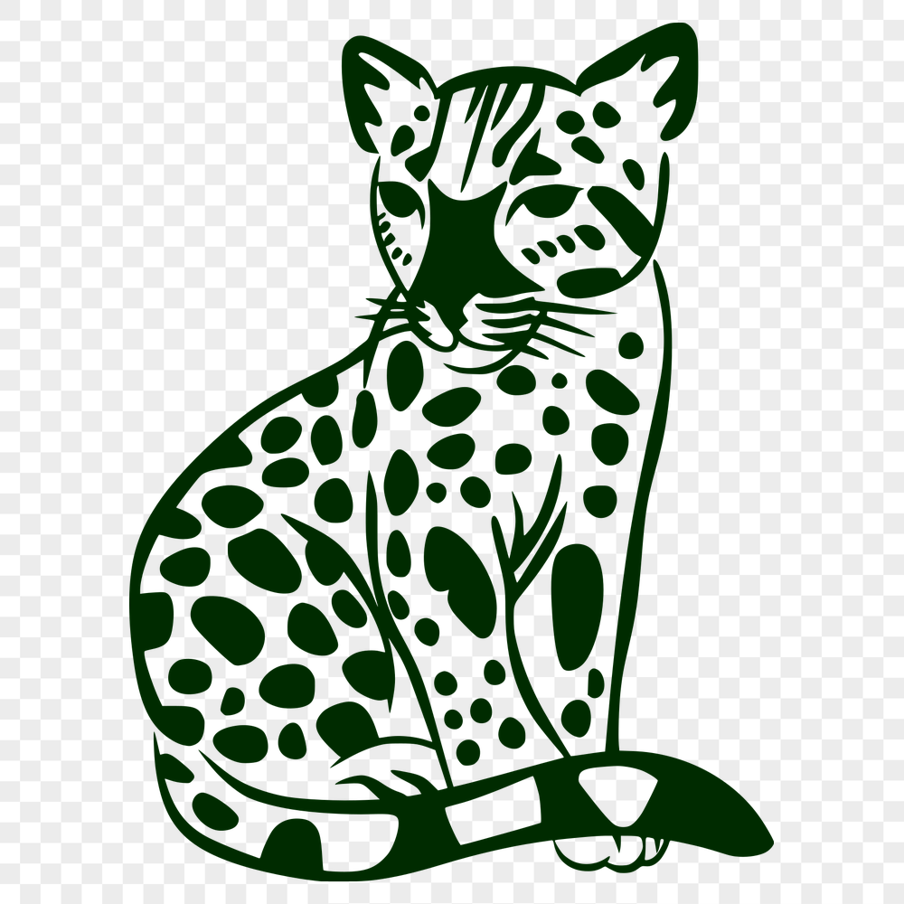 Artistic Sitting Big Cat Decal