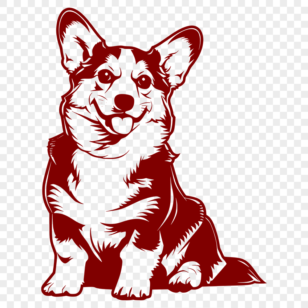 Unique Sitting Corgi Vector Drawing