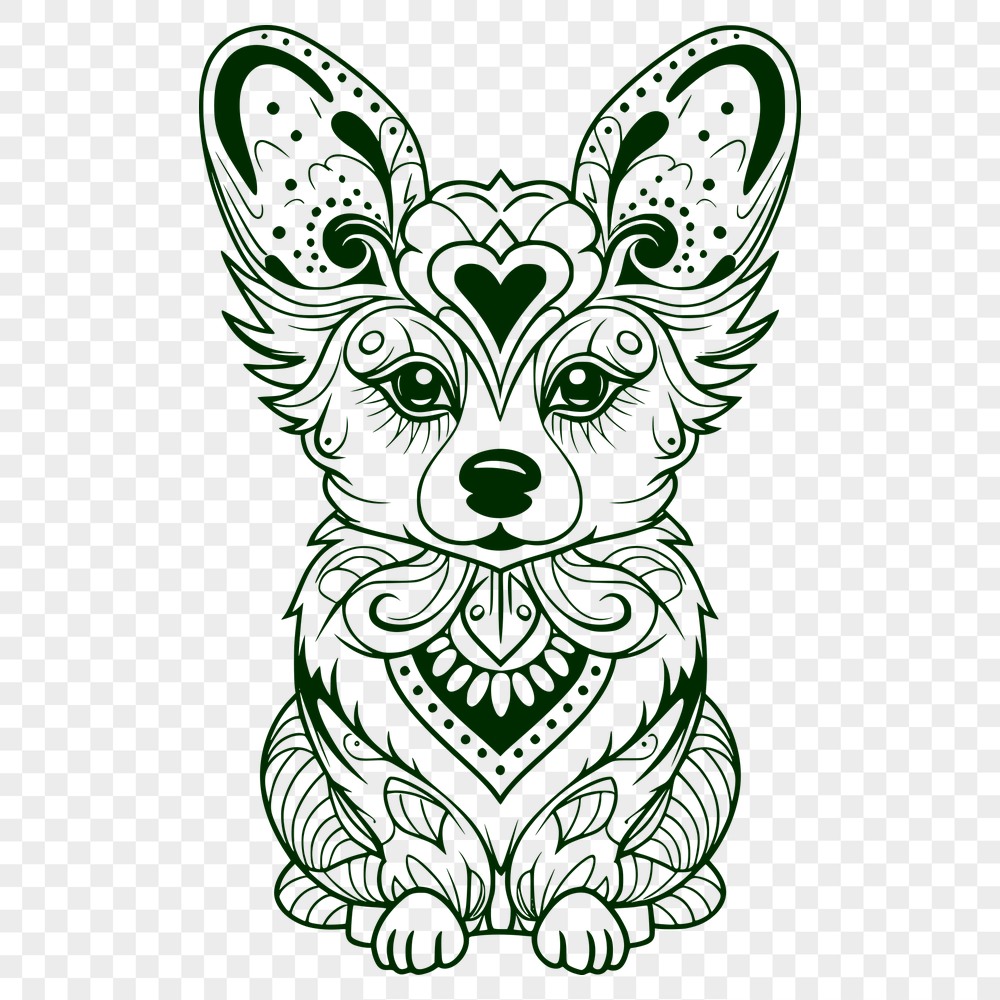 Ornate Corgi Clip Art