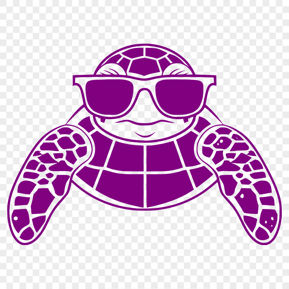 Beautiful Sea Turtle Wearing Sunglasses PNG