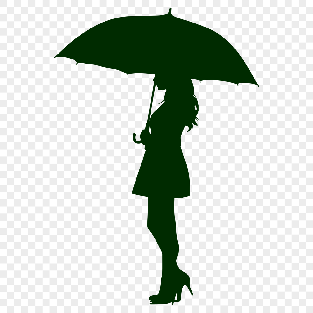Rounded Umbrella Silhouette Vector Art A simple silhouette of a classic umbrella with a rounded top and pointed tips.