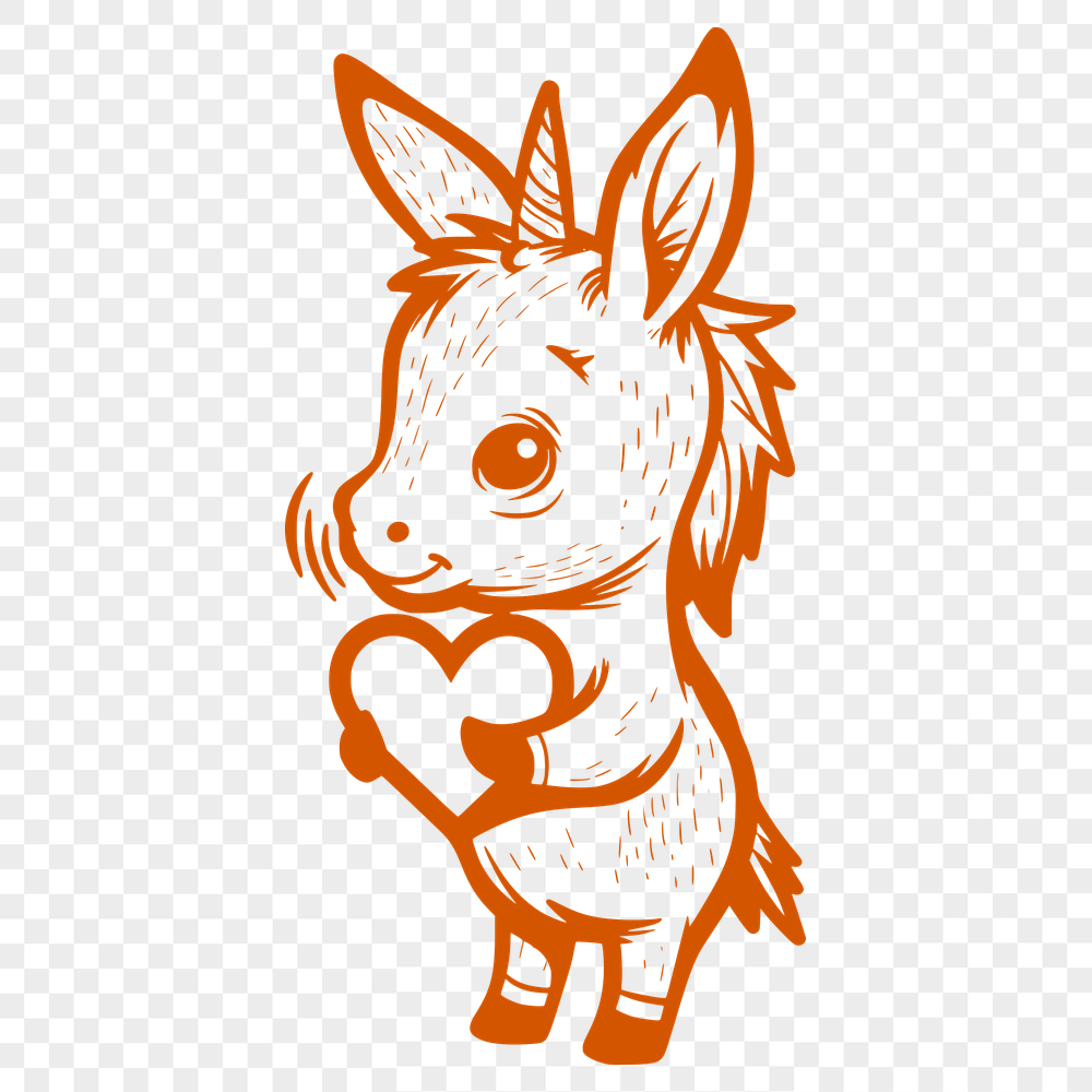 Cute Donkey Vector Drawing