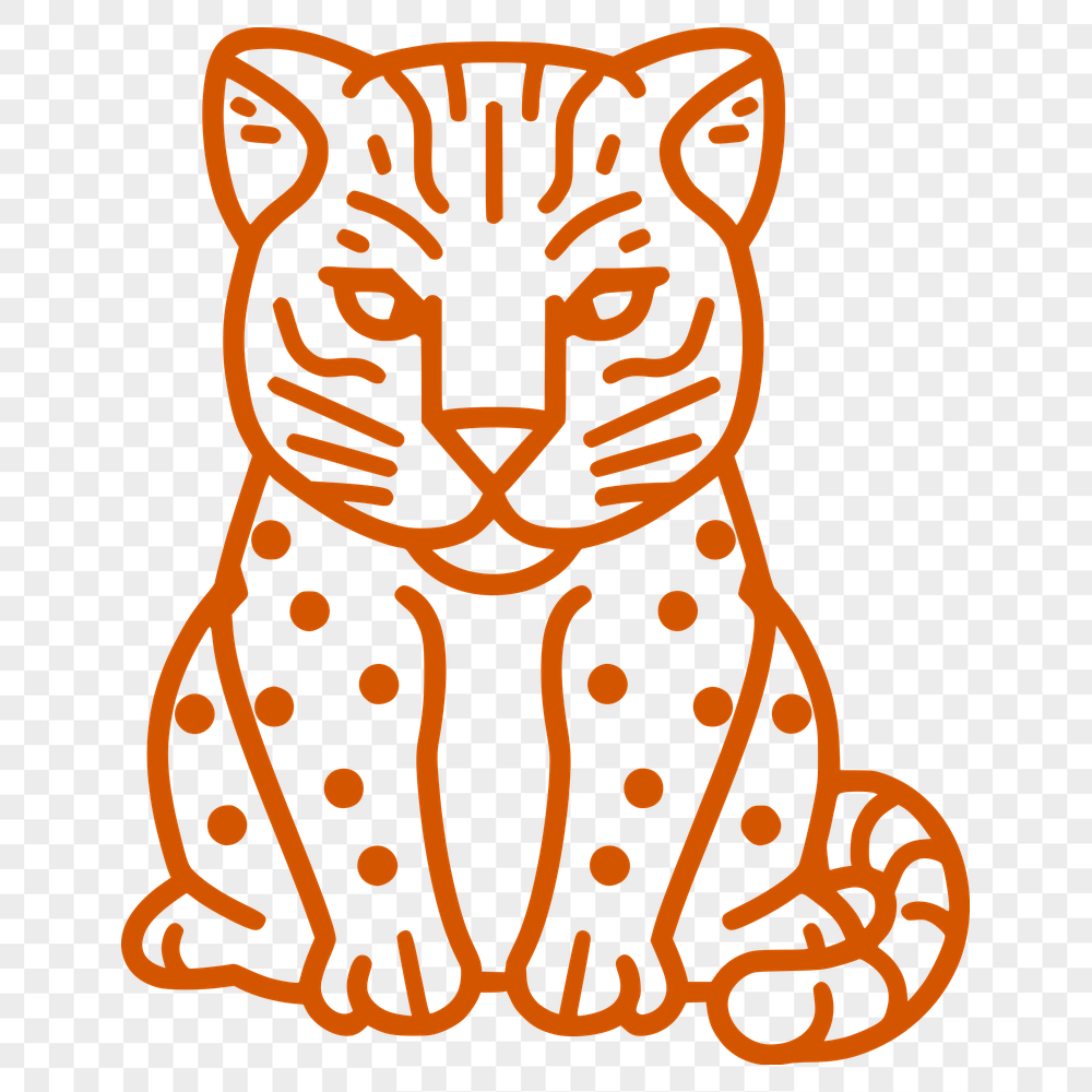 Artistic Sitting Big Cat Vector Art