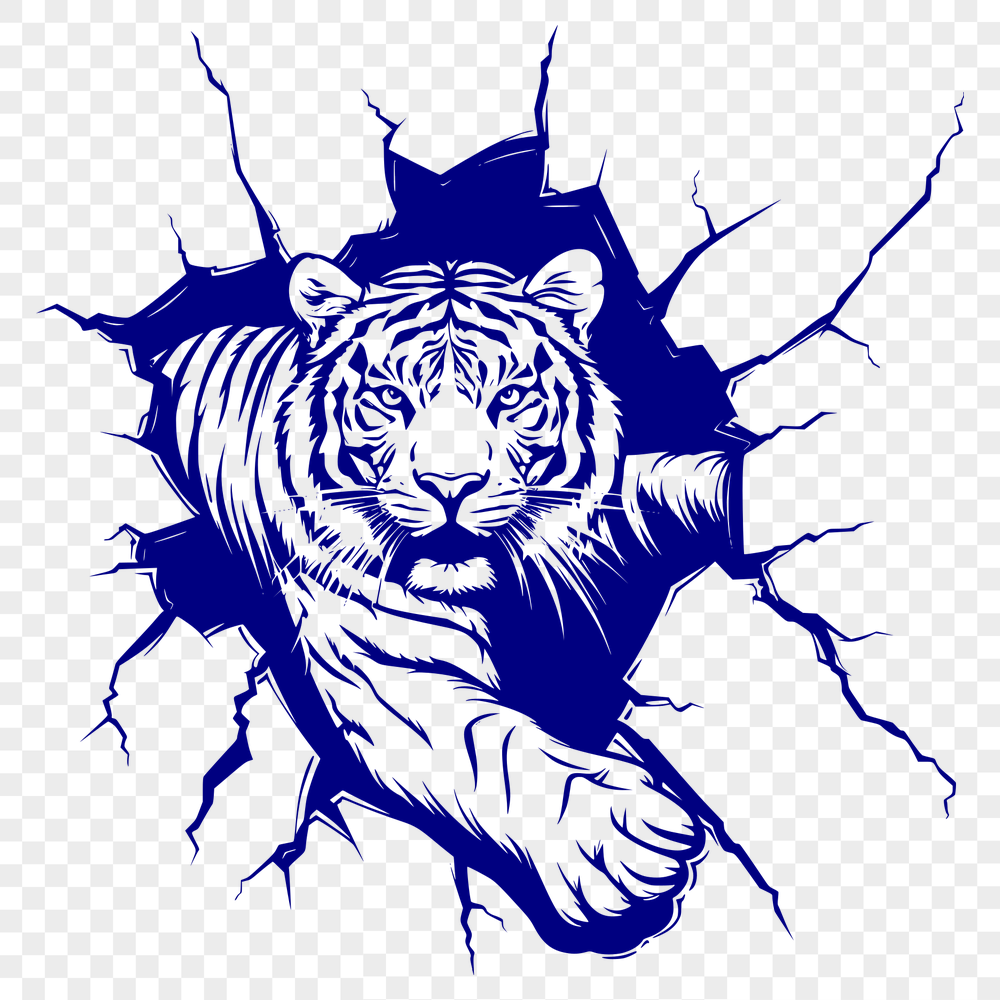 Creative Big Cat Smashing Through Wall SVG